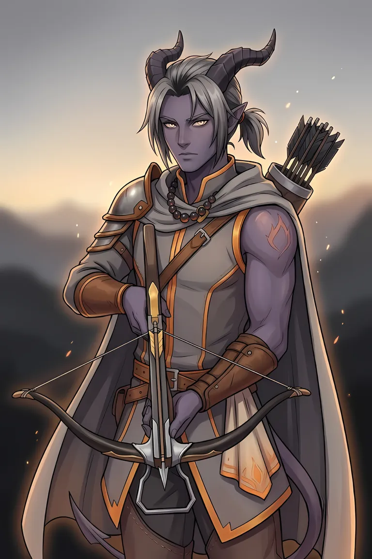 Hero portrait — Riel Emberwane — Tiefling Archer