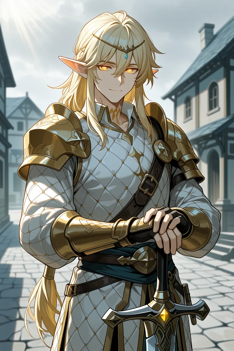 Hero portrait — Aldric Dawnward — Elf Knight