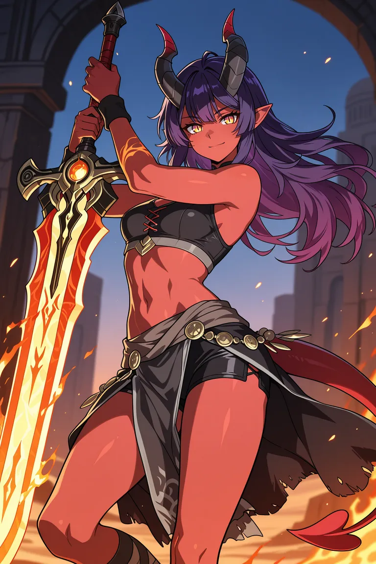 Hero portrait — Vashti Emberstep — Tiefling Berserker