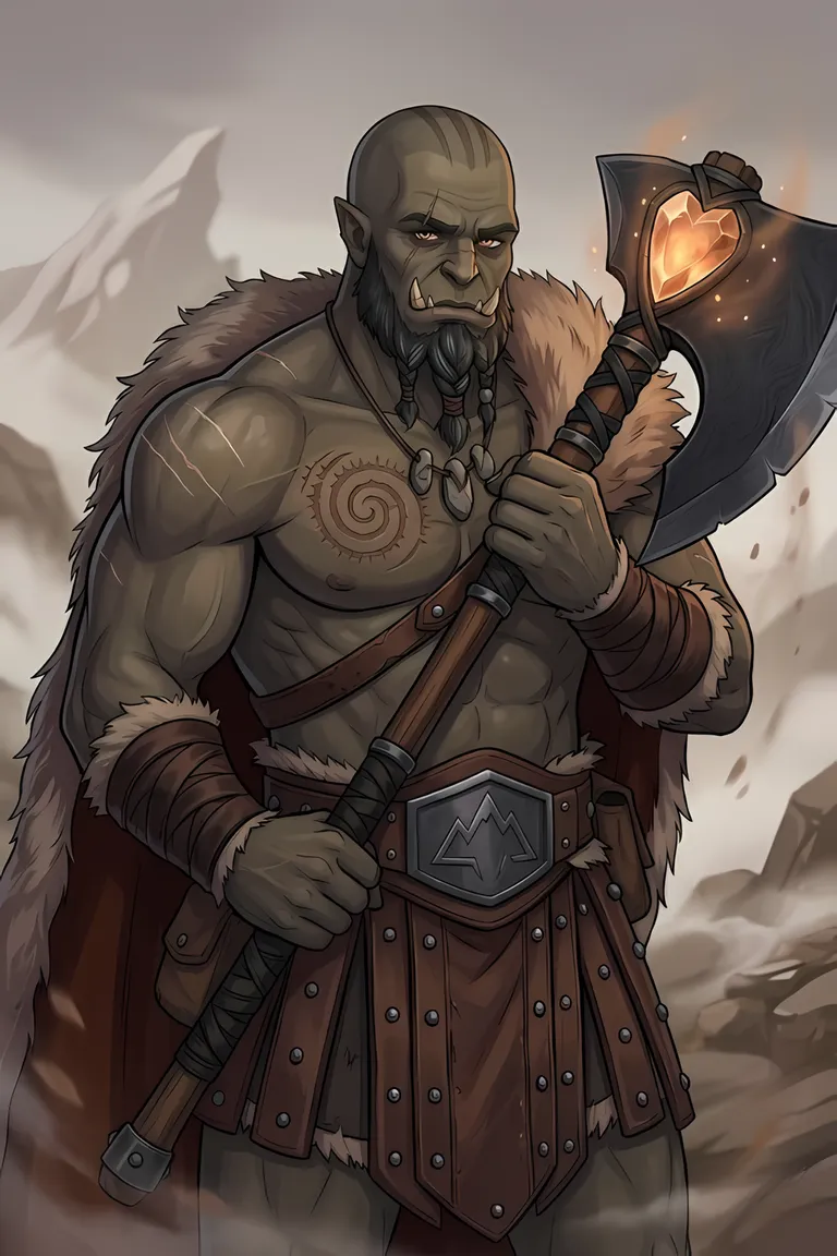 Hero portrait — Korrak Stonemourn — Orc Berserker