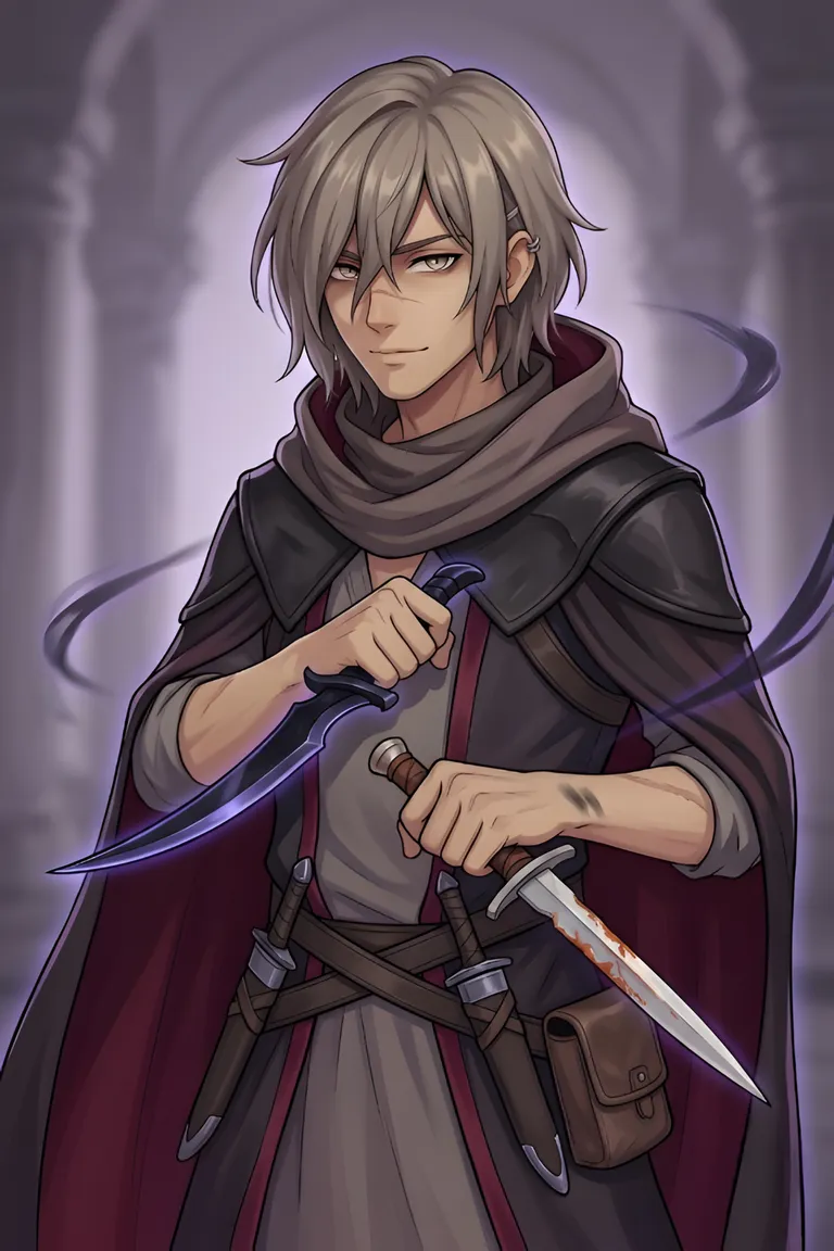 Hero portrait — Cael Ashveil — Human Rogue